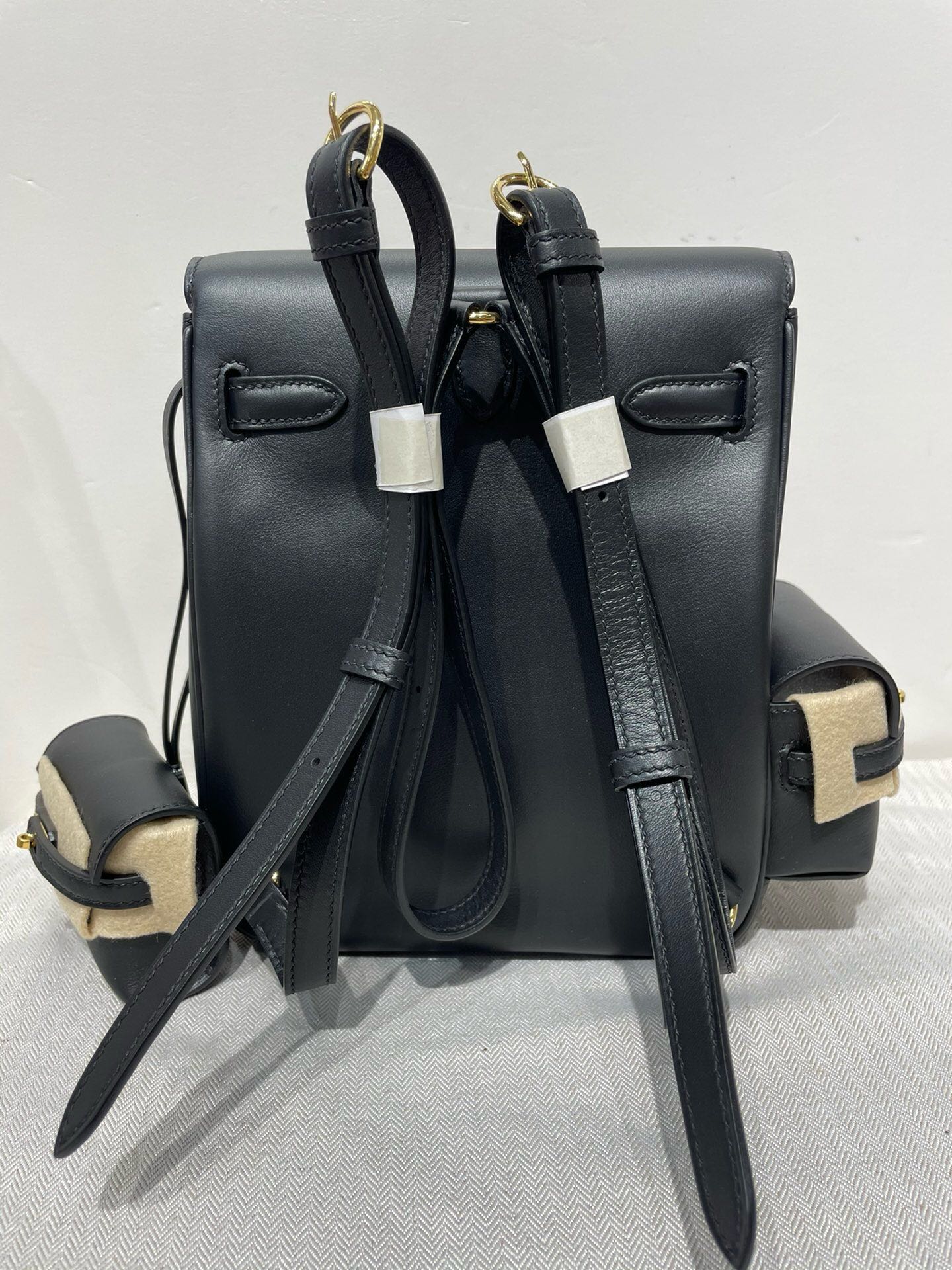 Hermes Kelly Ado Pockets Backpack In Black Swift Leather